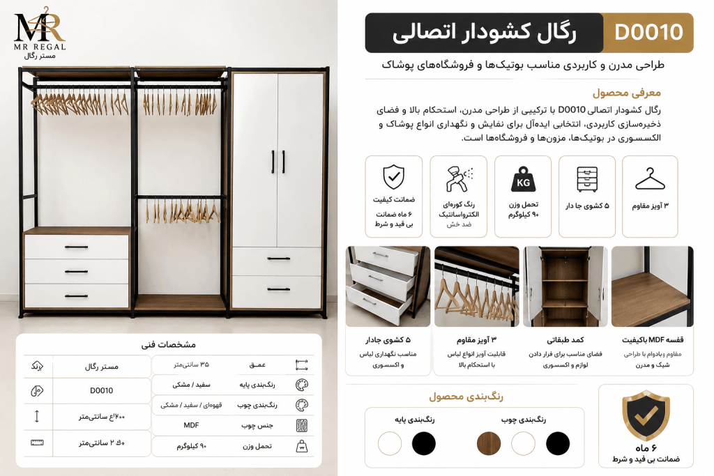 رگال فروشگاهی کشودار MDF مدل D0010